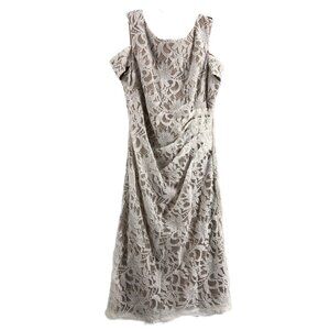 Eliza J White Beige Lace Floral Mini Dress | Size 6
